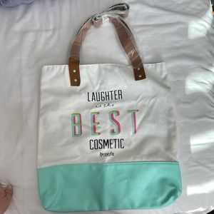 Benefit Cosmetics 'Laughter is the Best Cosmetic' Large Canvas Tote Bag New